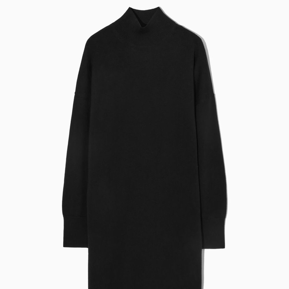 COS long line knitted, black, maxi, turtleneck, sweater dress NWT